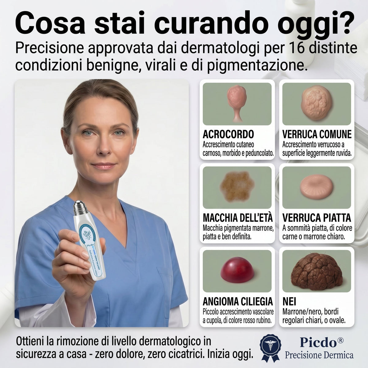𝐏i𝐜𝐝o® 🔊 Soluzione mirata di 7 giorni per la cura degli acrocordoni e delle imperfezioni cutanee (Applicazione indolore con roll-on, senza lasciare segni)